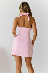 Elaria Halter Tailored Mini Dress Pink