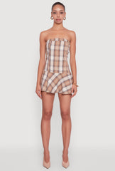 Plaid Strapless Skater Dress