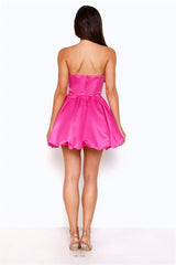 Dazzling Diva Strapless Satin Bubble Mini Dress Pink