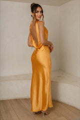 Cassandra Cowl Neck Maxi Dress - Orange
