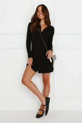 City Strolls Knit Long Sleeve Mini Dress Black
