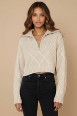 Jax Crop Jumper - Beige