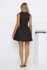 Be Mine Main Embroidered Mini Dress Black