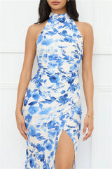 Cupid’s Kiss Halter Midi Dress Blue
