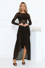 Flirtation Hour Lace Long Sleeve Maxi Dress Black