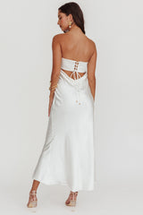 Moon Song Strapless Laced Back Dress Off White