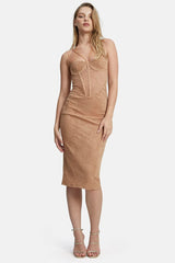 Fleur Lace Midi Dress - Biscuit