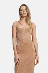 Fleur Lace Midi Dress - Biscuit