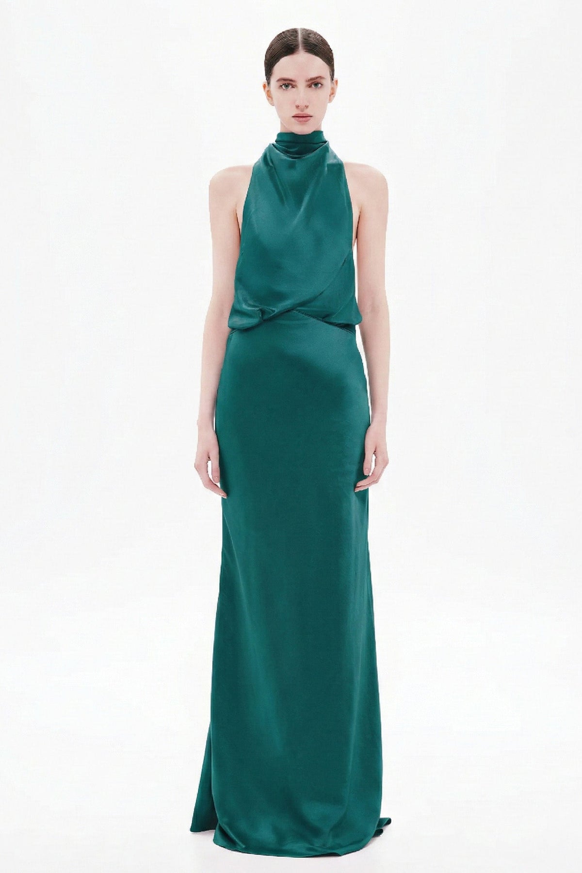 Misha Cameron Satin Dress - Teal Blue
