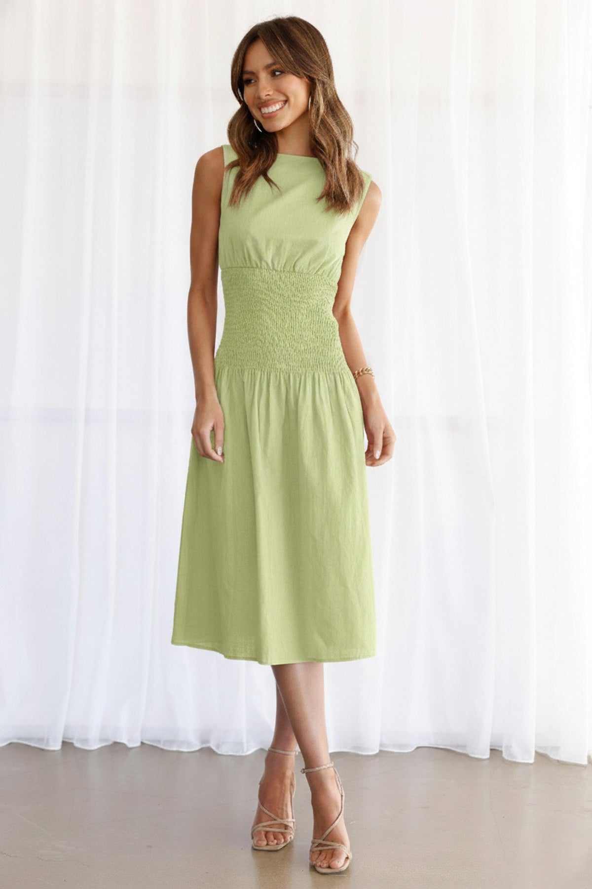 Emory Linen Dress - Lime
