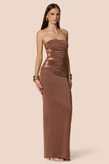 Nookie Portia Bandeau Maxi Dress - Coffee