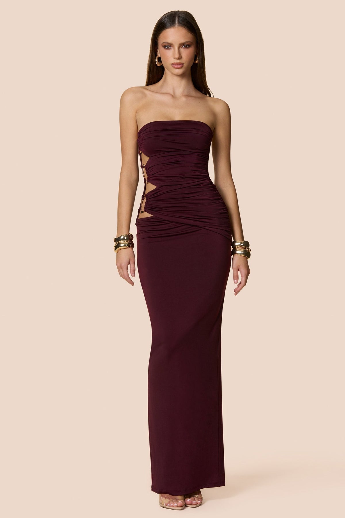 Nookie Portia Bandeau Maxi Dress - Wine