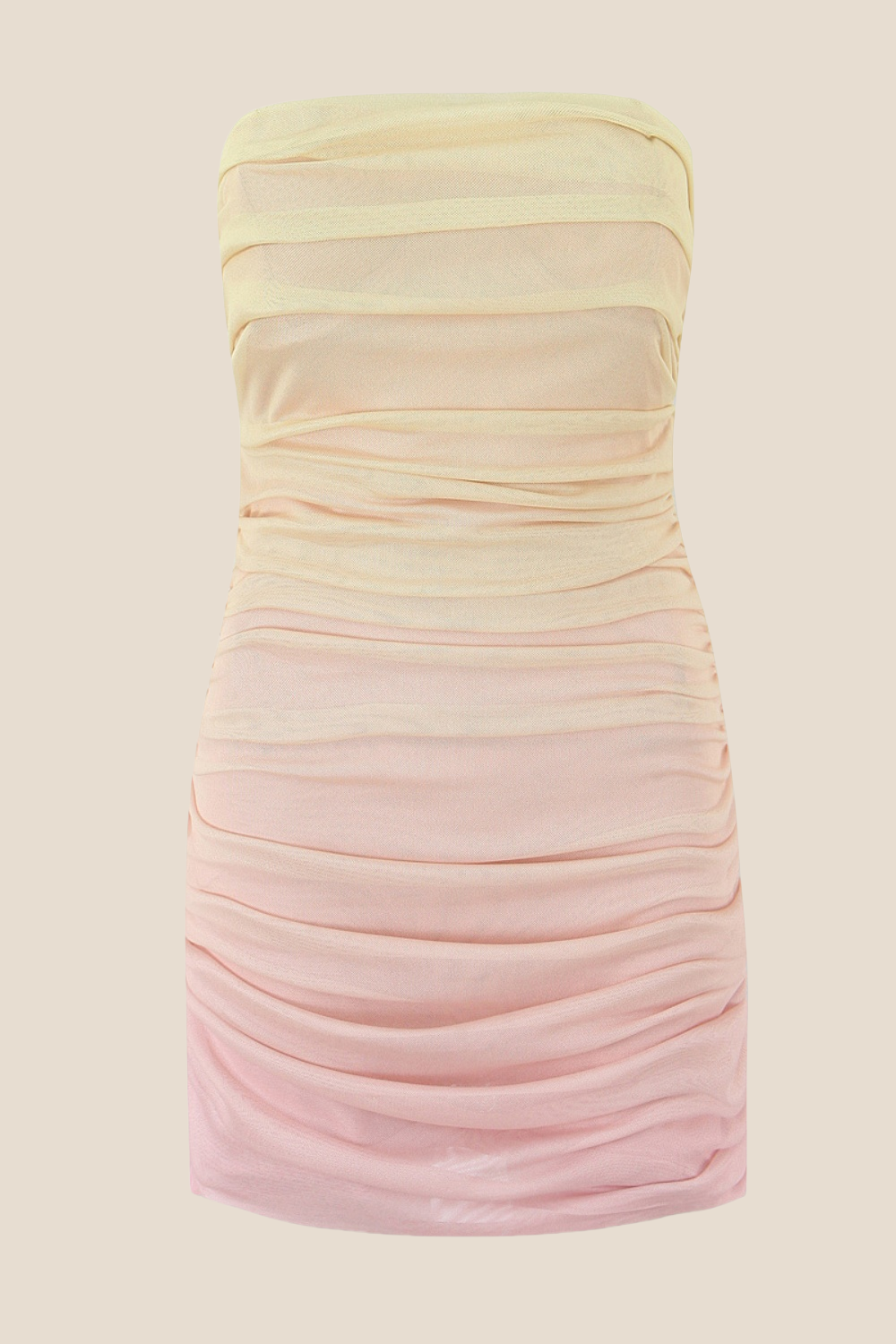 Strapless Fuchsia Ombre Ruched Short Dress