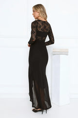 Flirtation Hour Lace Long Sleeve Maxi Dress Black