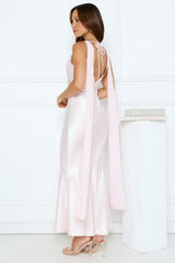 Celestial Evening Satin Maxi Dress Pink