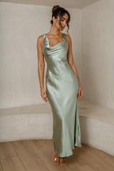 Cassandra Cowl Neck Maxi Dress - Pistachio (PREORDER)