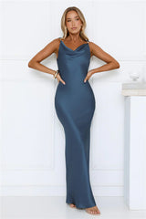 Effortless Appeal Satin Maxi Dress Teal