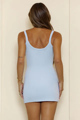 BASE Luxe Rib Bodycon Mini Dress Blue