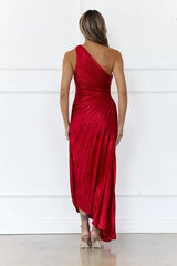 Evening Aura One Shoulder Maxi Dress Red