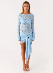 Consie Long Sleeve Mini Dress - Pale Blue