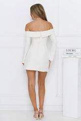 Between The Stars Off Shoulder Mini Dress Cream
