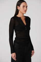 Xavier Button Top - Black