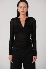 Xavier Button Top - Black