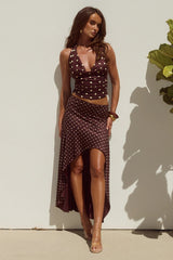 Melody Midi Skirt - Choc/Lemon Polka
