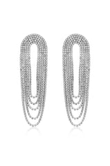 Crystal Drape Fringe Earrings - Silver
