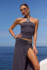 Indiana Keyhole Halter Top - Slate