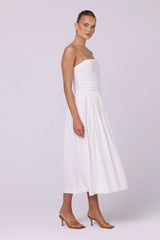 Adessa Linen Midi Dress - White