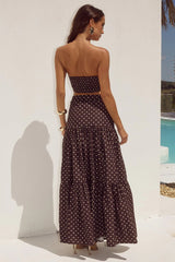 Ayla Maxi Skirt - Choc/Lemon Polka