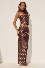Blaine Maxi Skirt - Choc/Lemon Polka